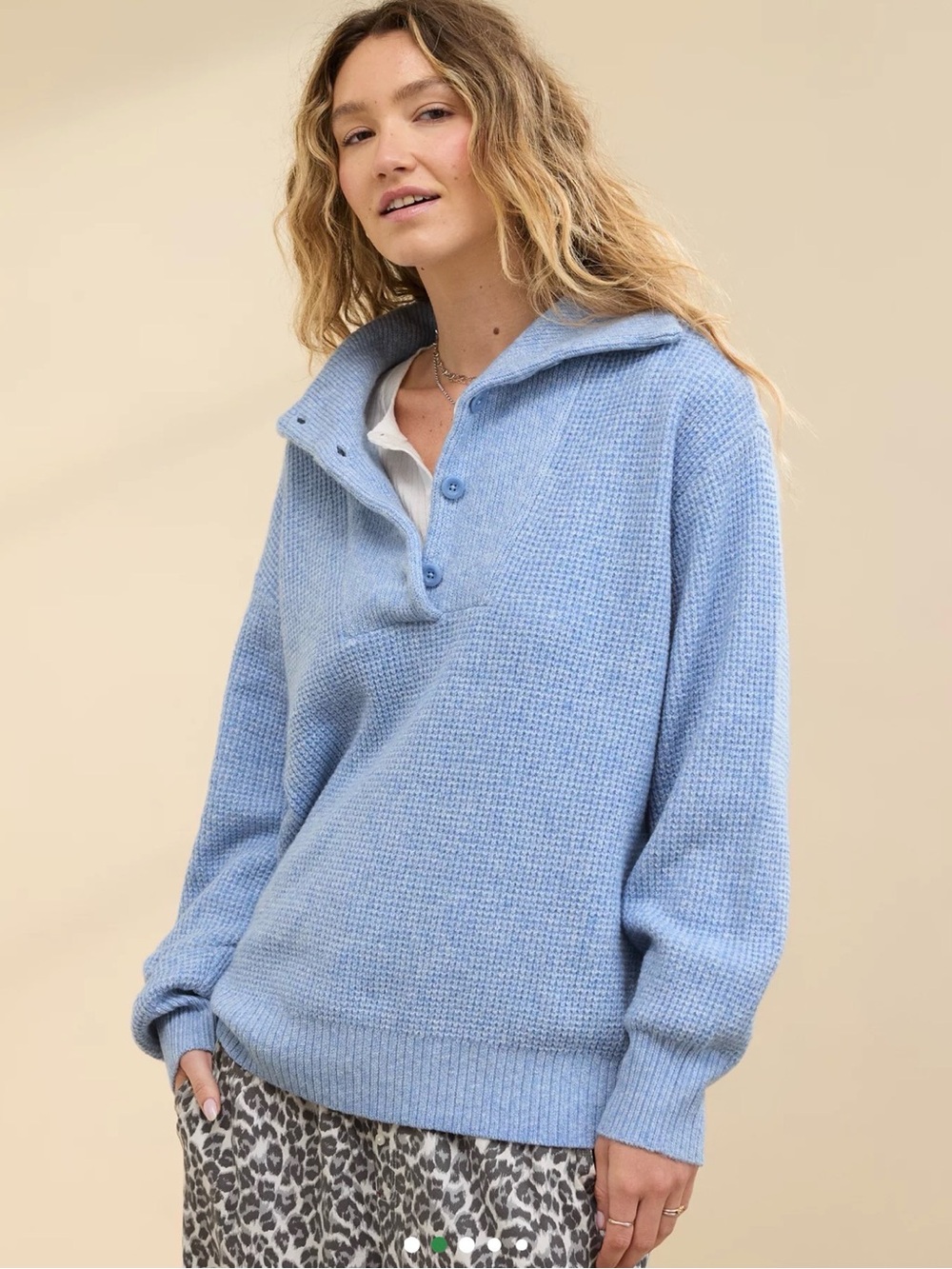 aerie CozyUp Waffle Button Sweater Color Vitamin C size XS Pullover Sweater
